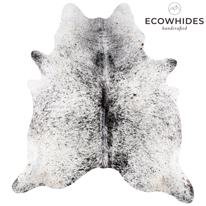 Brazilian Black Salt and Pepper Cowhide Rug Size 6'10" L x 6'4" W 5845