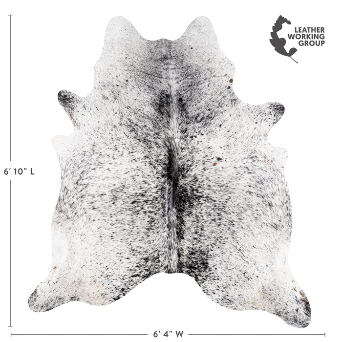 Brazilian Black Salt and Pepper Cowhide Rug Size 6'10" L x 6'4" W 5845