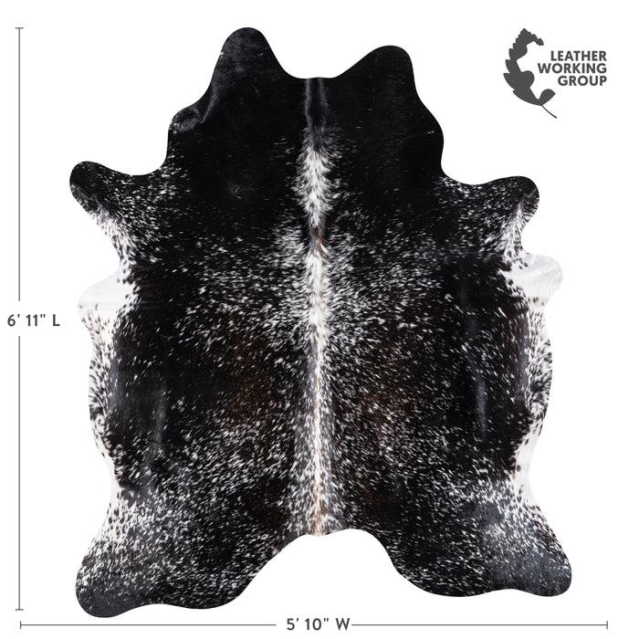 Brazilian Black Salt and Pepper Cowhide Rug Size 6'11" L x 5'10" W 5849