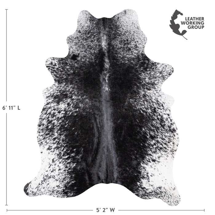 Brazilian Black Salt and Pepper Cowhide Rug Size 6'11" L x 5'2" W 5851