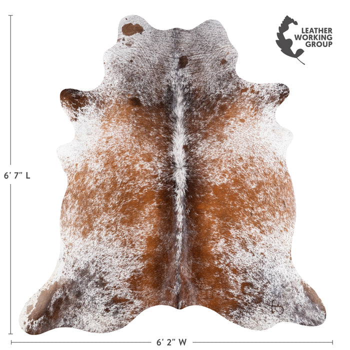 Brazilian Brown Salt and Pepper Cowhide Rug Size 6'7" L x 6'2" W 5865