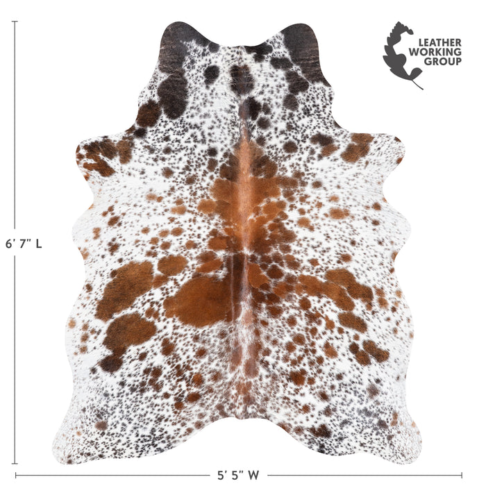 Brazilian Brown Salt and Pepper Cowhide Rug Size 6'7" L x 5'5" W 5868