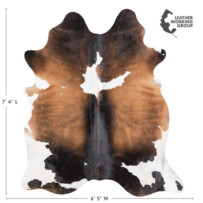 Brazilian Chocolate and White Cowhide Rug Size 7'4" L x 6'5" W 5891