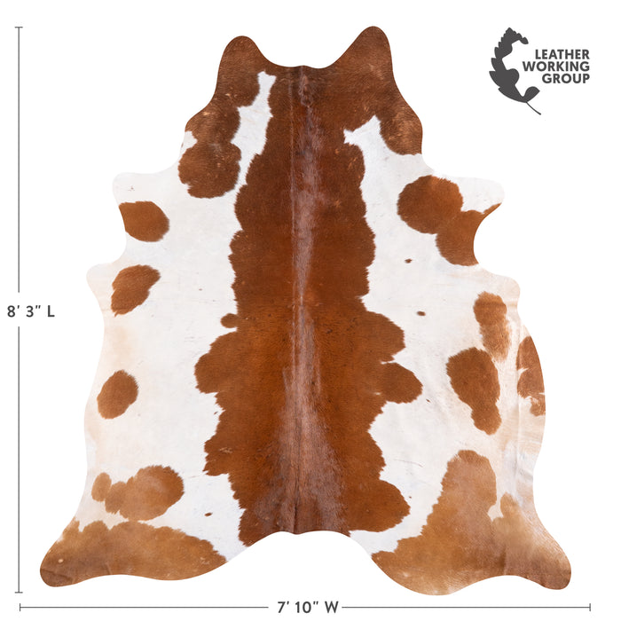 Brazilian Brown and White Cowhide Rug Size 8'3" L x 7'10" W 5895