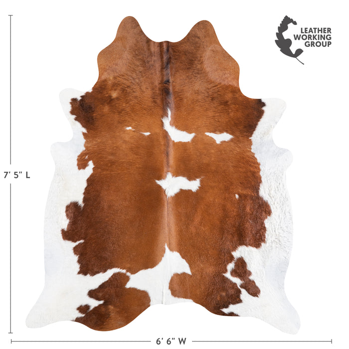 Brazilian Brown and White Cowhide Rug Size 7'5" L x 6'6" W 5897