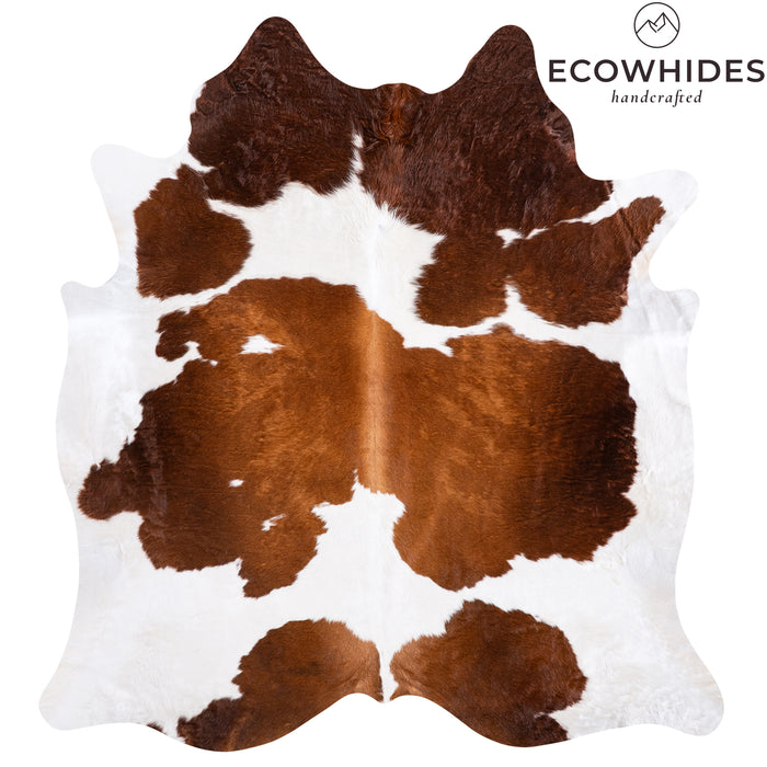 Brazilian Brown and White Cowhide Rug Size 7'11" L x 7'3" W 6000