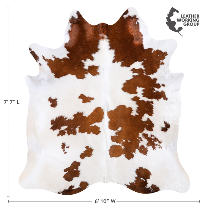 Brazilian Brown and White Cowhide Rug Size 7'7" L x 6'10" W 6002