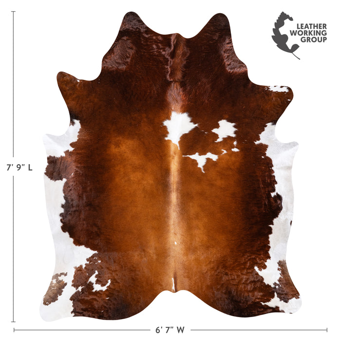 Brazilian Brown and White Cowhide Rug Size 7'9" L x 6'7" W 6003