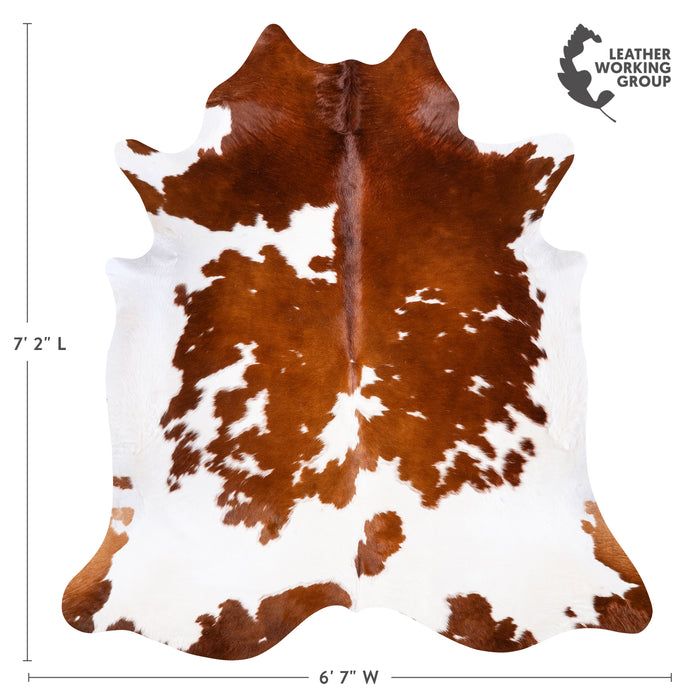 Brazilian Brown and White Cowhide Rug Size 7'2" L x 6'7" W 6007