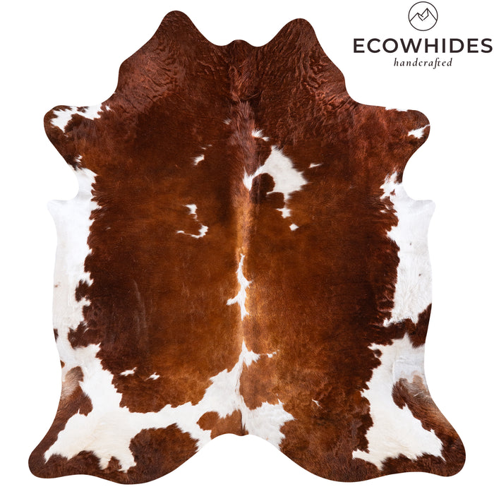 Brazilian Brown and White Cowhide Rug Size 7'11" L x 7'3" W 6009