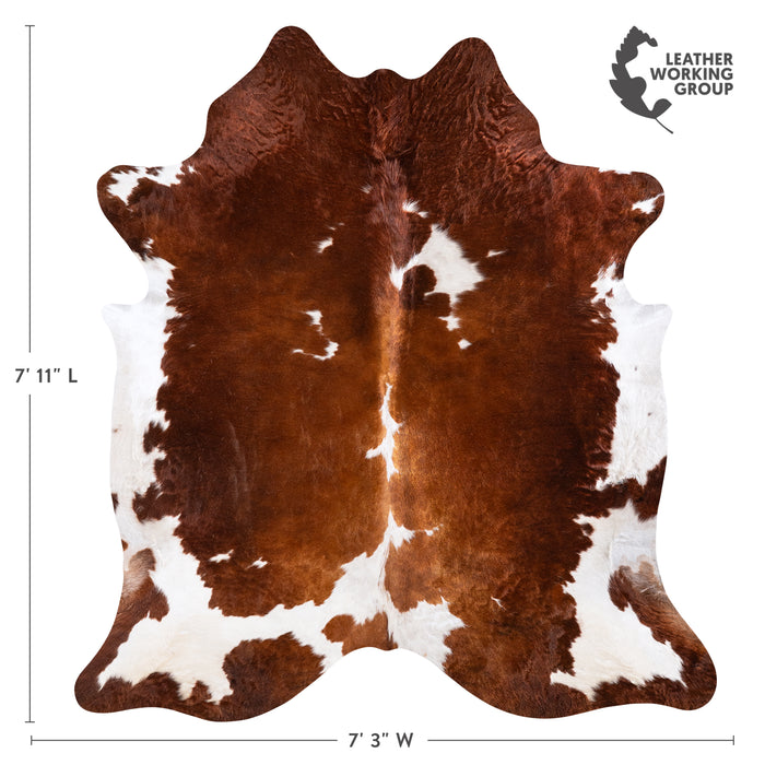 Brazilian Brown and White Cowhide Rug Size 7'11" L x 7'3" W 6009