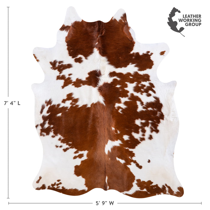 Brazilian Brown and White Cowhide Rug Size 7'4" L x 5'9" W 6010