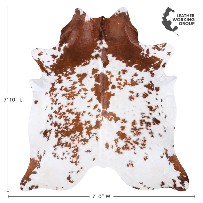 Brazilian Brown and White Cowhide Rug Size 7'10" L x 7'0" W 6011