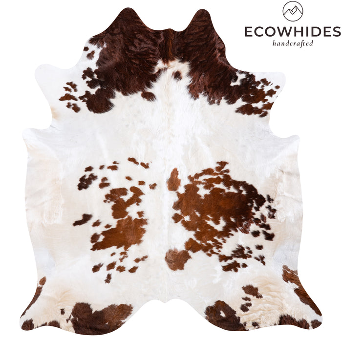 Brazilian Brown and White Cowhide Rug Size 8'1" L x 7'2" W 6012