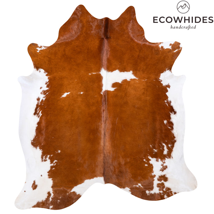 Brazilian Brown and White Cowhide Rug Size 7'8" L x 6'10" W 6014