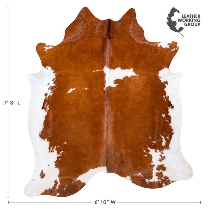 Brazilian Brown and White Cowhide Rug Size 7'8" L x 6'10" W 6014