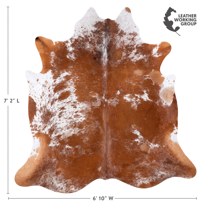 Brazilian Brown and White Cowhide Rug Size 7'2" L x 6'10" W 6015