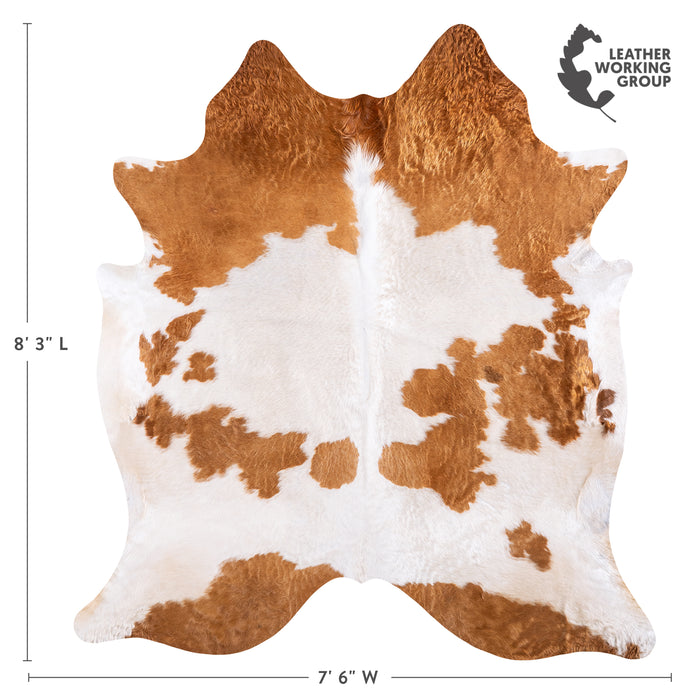 Brazilian Brown and White Cowhide Rug Size 8'3" L x 7'6" W 6017
