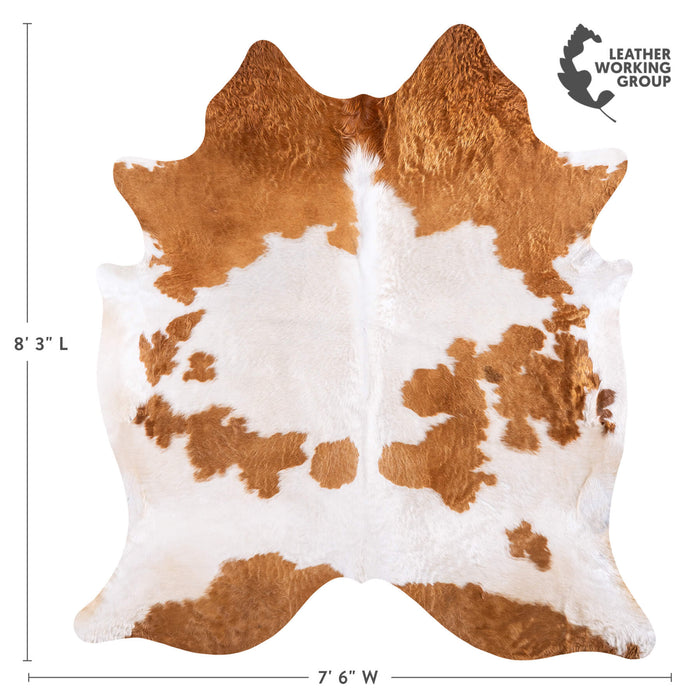 Brazilian Brown and White Cowhide Rug Size 8'3" L x 7'6" W 6017