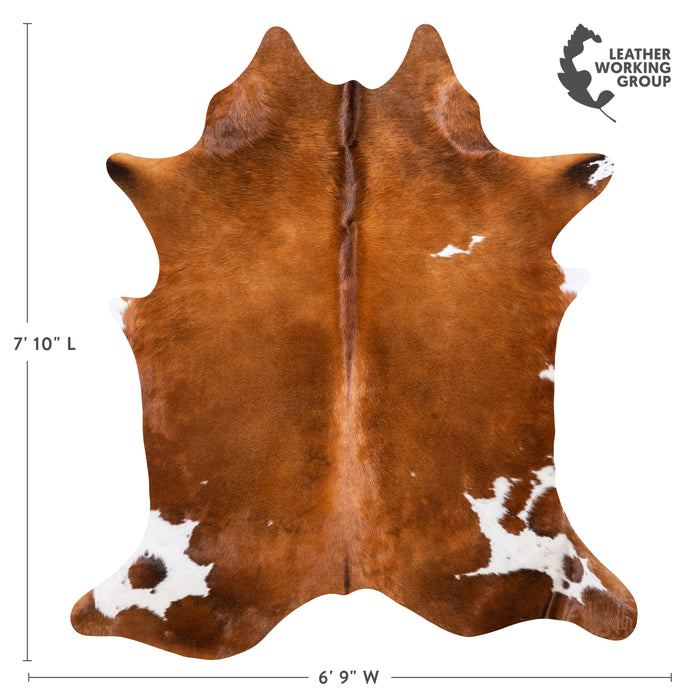 Brazilian Brown and White Cowhide Rug Size 7'10" L x 6'9" W 6019