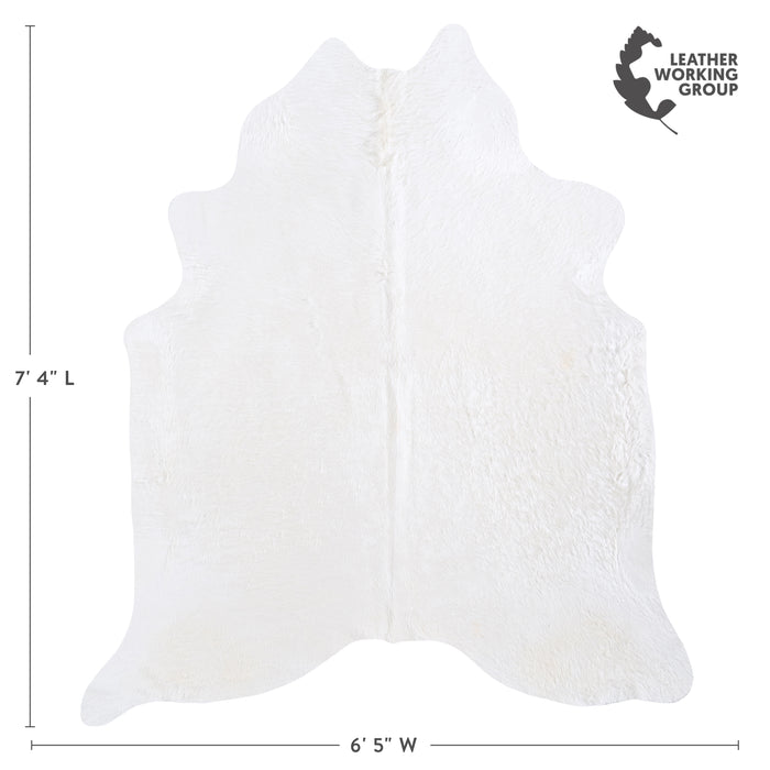Brazilian White Cowhide Rug Size 7'4" L x 6'5" W 6020