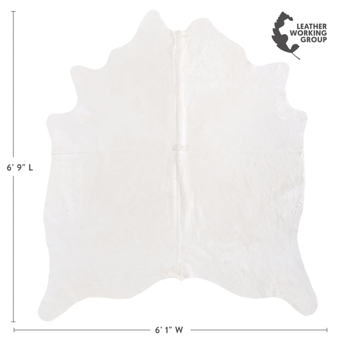 Brazilian White Cowhide Rug Size 6'9" L x 6'1" W 6022