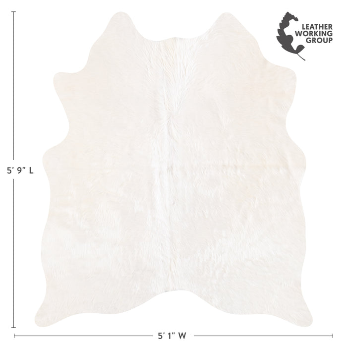 Brazilian White Cowhide Rug Size 5'9" L x 5'1" W 6027