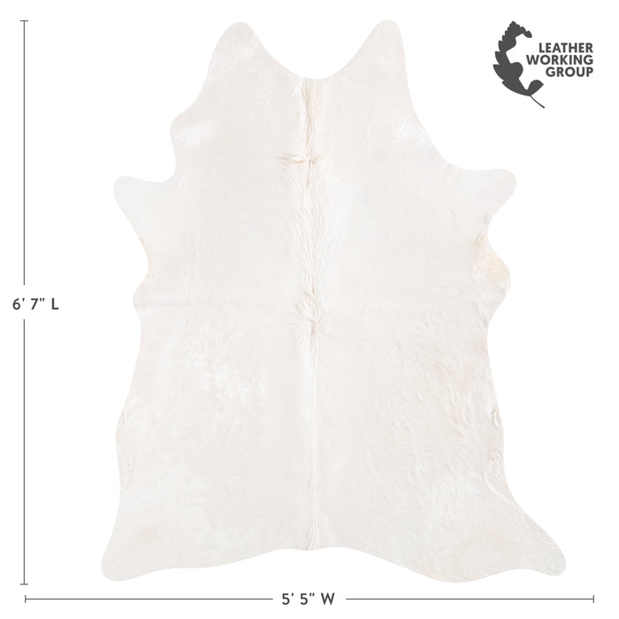Brazilian White Cowhide Rug Size 6'7" L x 5'5" W 6029