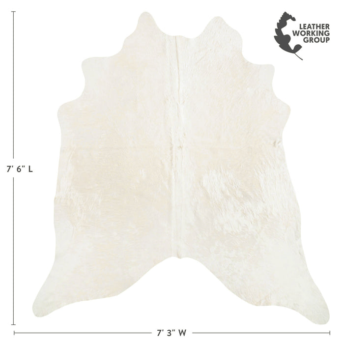 Brazilian Off White Cowhide Rug Size 7'6" L x 7'3" W 6050