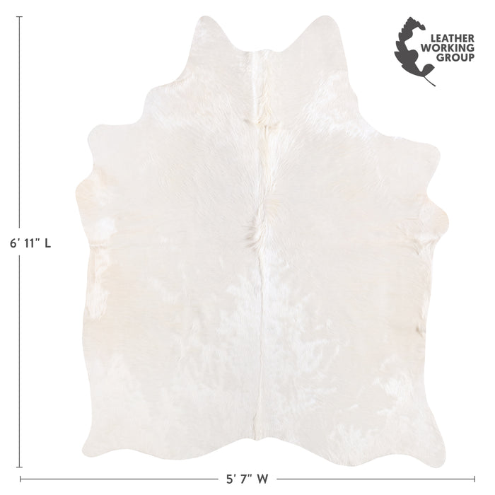 Brazilian White Cowhide Rug Size 6'11" L x 5'7" W 6052