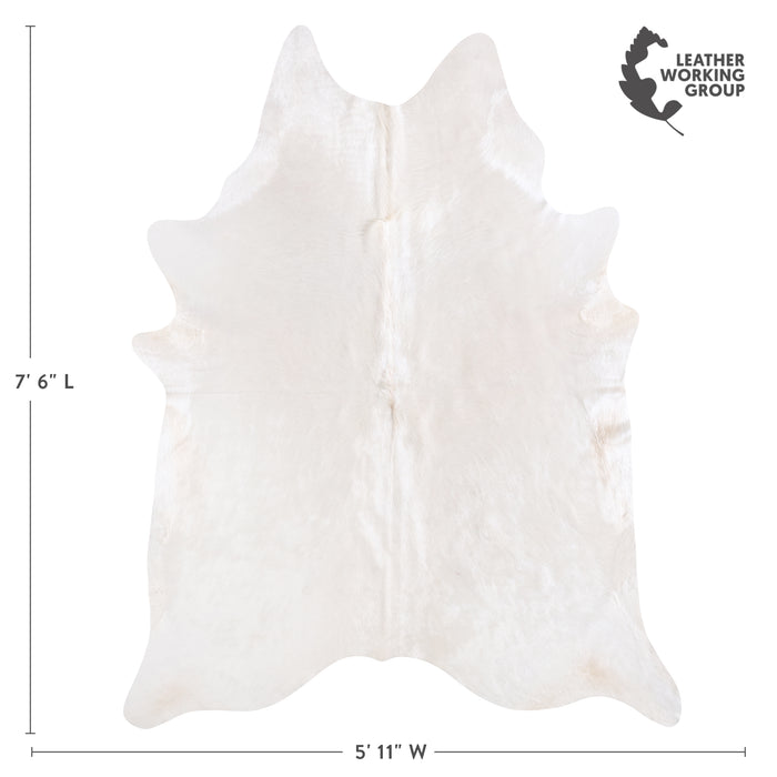 Brazilian White Cowhide Rug Size 7'6" L x 5'11" W 6053