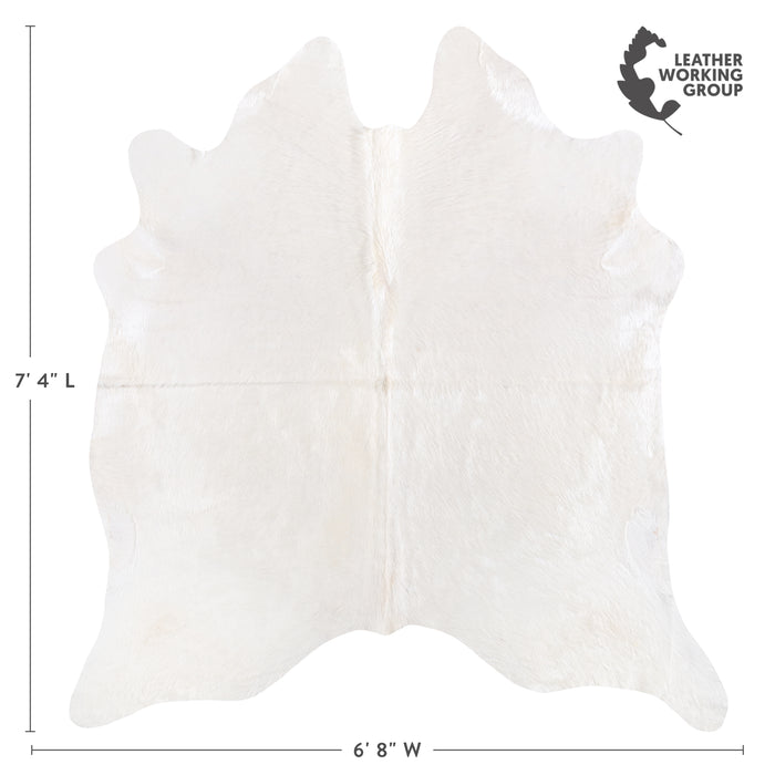 Brazilian White Cowhide Rug Size 7'4" L x 6'8" W 6056