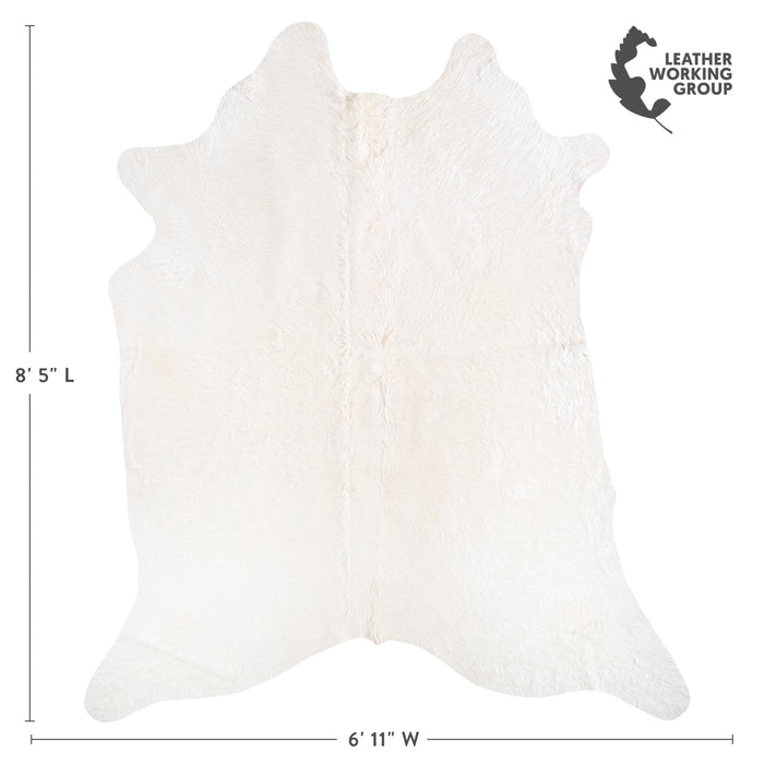 Brazilian White Cowhide Rug Size 8'5" L x 6'11" W 6060