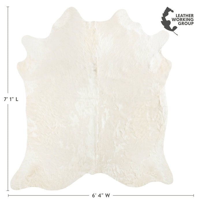Brazilian Off White Cowhide Rug Size 7'1" L x 6'4" W 6062