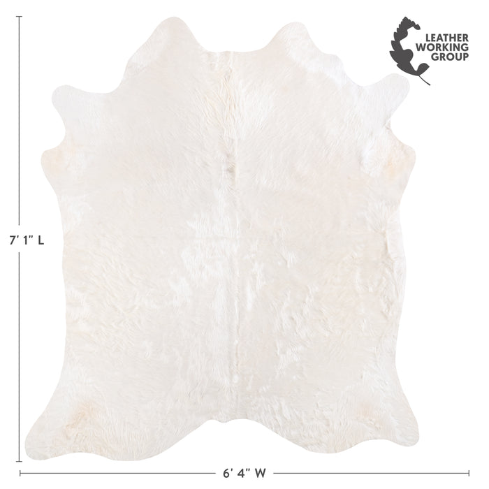 Brazilian White Cowhide Rug Size 7'1" L x 6'4" W 6062