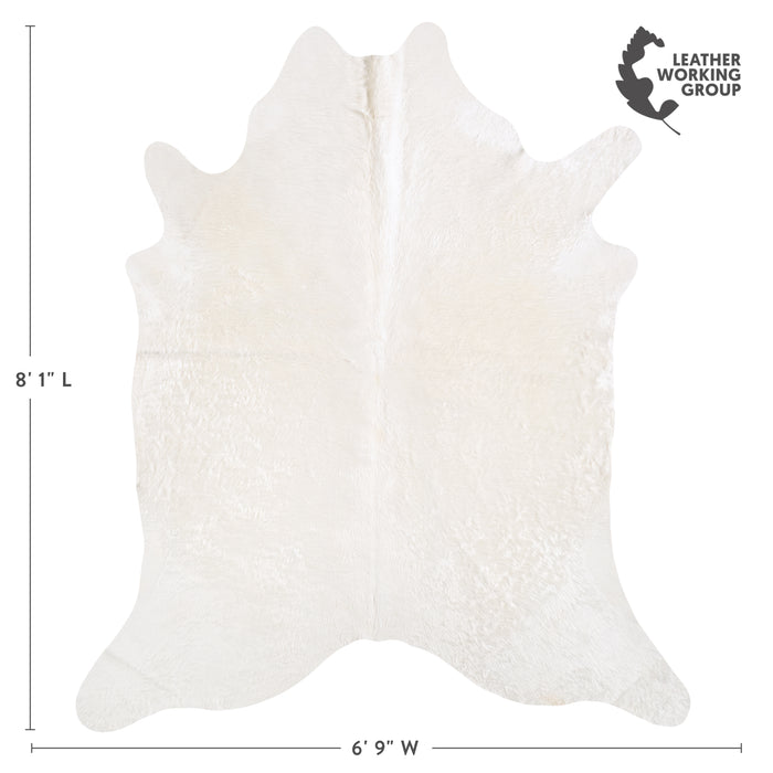 Brazilian White Cowhide Rug Size 8'1" L x 6'9" W 6072