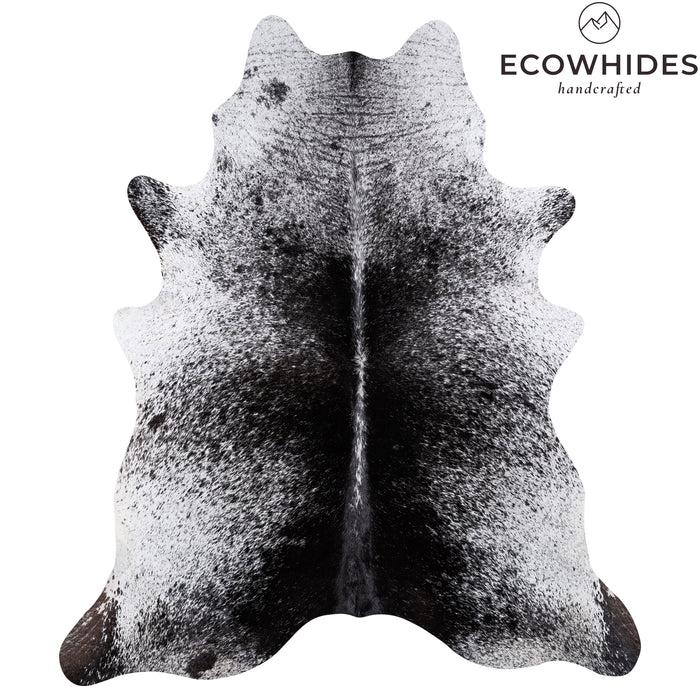 Brazilian Black Salt and Pepper Cowhide Rug Size 7'8" L x 6'4" W 6076