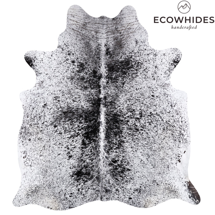 Brazilian Black Salt and Pepper Cowhide Rug Size 6'11" L x 6'3" W 6077