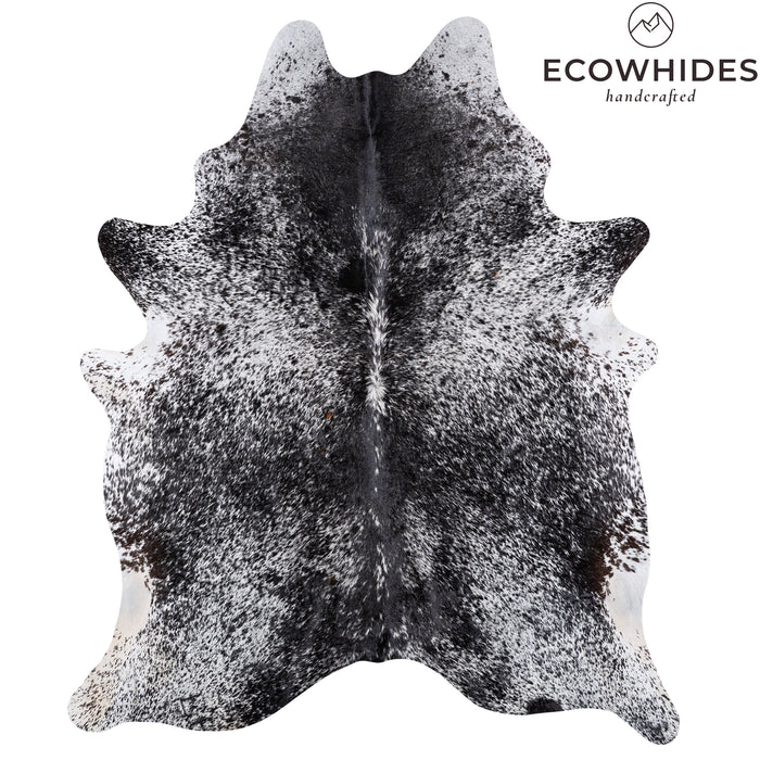 Brazilian Black Salt and Pepper Cowhide Rug Size 7'3" L x 6'2" W 6081