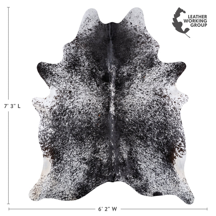 Brazilian Black Salt and Pepper Cowhide Rug Size 7'3" L x 6'2" W 6081