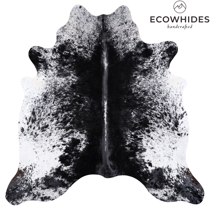 Brazilian Black Salt and Pepper Cowhide Rug Size 7'4" L x 7'2" W 6085