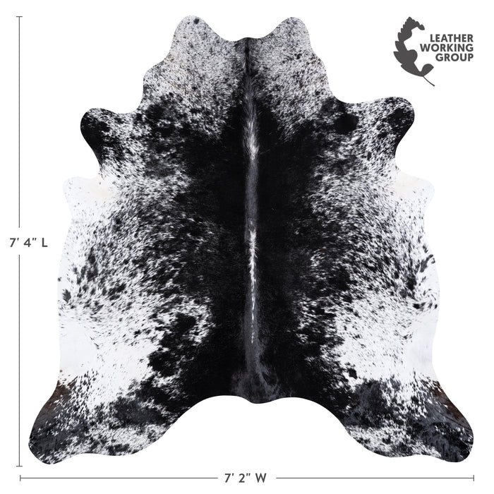 Brazilian Black Salt and Pepper Cowhide Rug Size 7'4" L x 7'2" W 6085