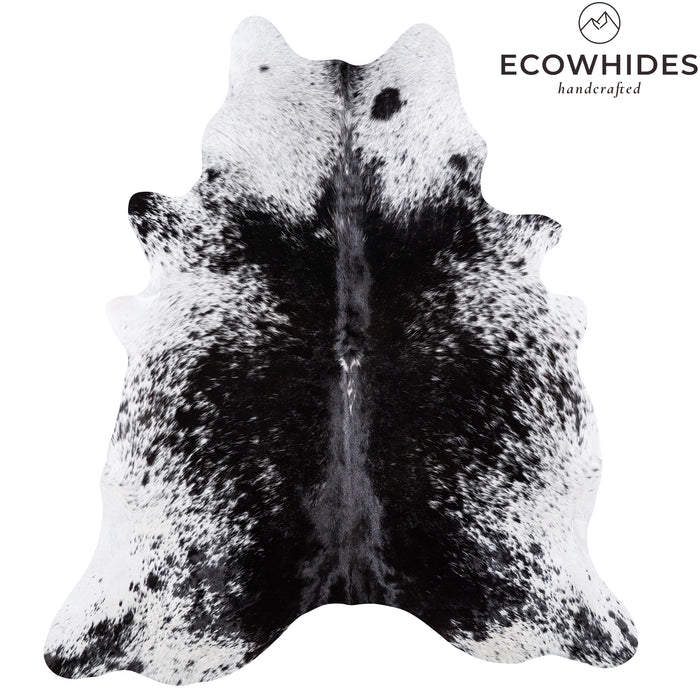 Brazilian Black Salt and Pepper Cowhide Rug Size 7'5" L x 6'6" W 6087