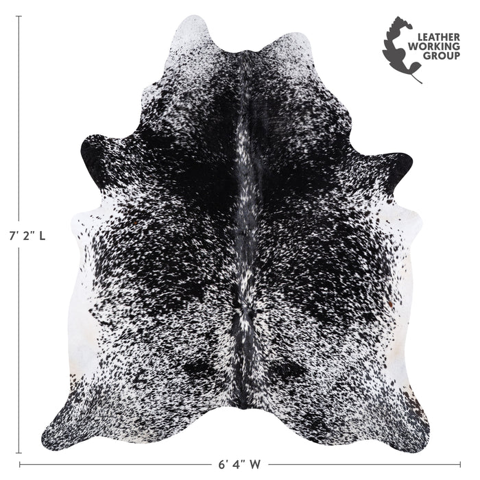 Brazilian Black Salt and Pepper Cowhide Rug Size 7'2" L x 6'4" W 6089