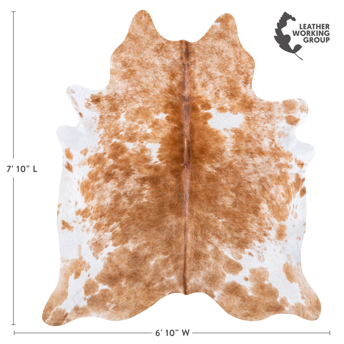 Brazilian Palomino and White Cowhide Rug Size 7'10" L x 6'10" W 6097