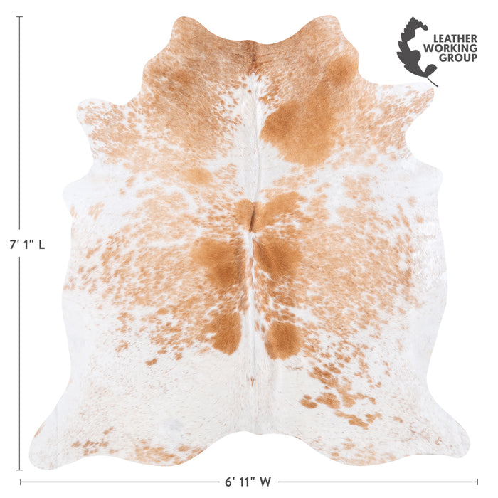 Brazilian Palomino and White Cowhide Rug Size 7'1" L x 6'11" W 6098