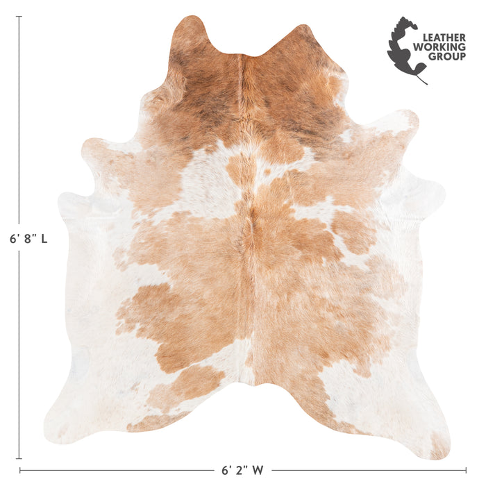 Brazilian Palomino and White Cowhide Rug Size 6'8" L x 6'2" W 6101
