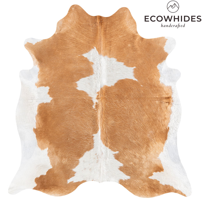 Brazilian Palomino and White Cowhide Rug Size 7'1" L x 6'8" W 6105