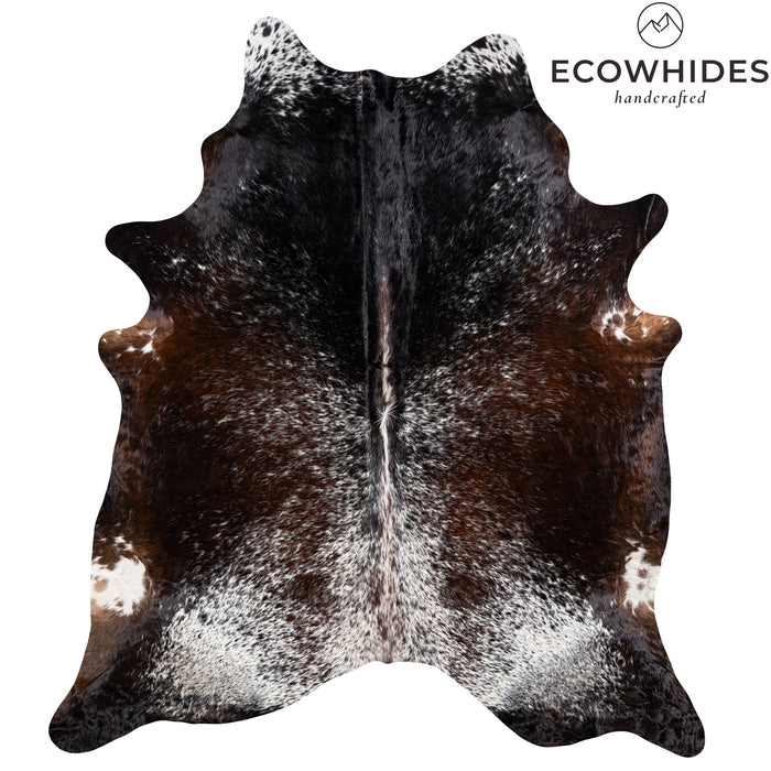 Brazilian Chocolate and White Cowhide Rug Size 8'1" L x 7'0" W 6106