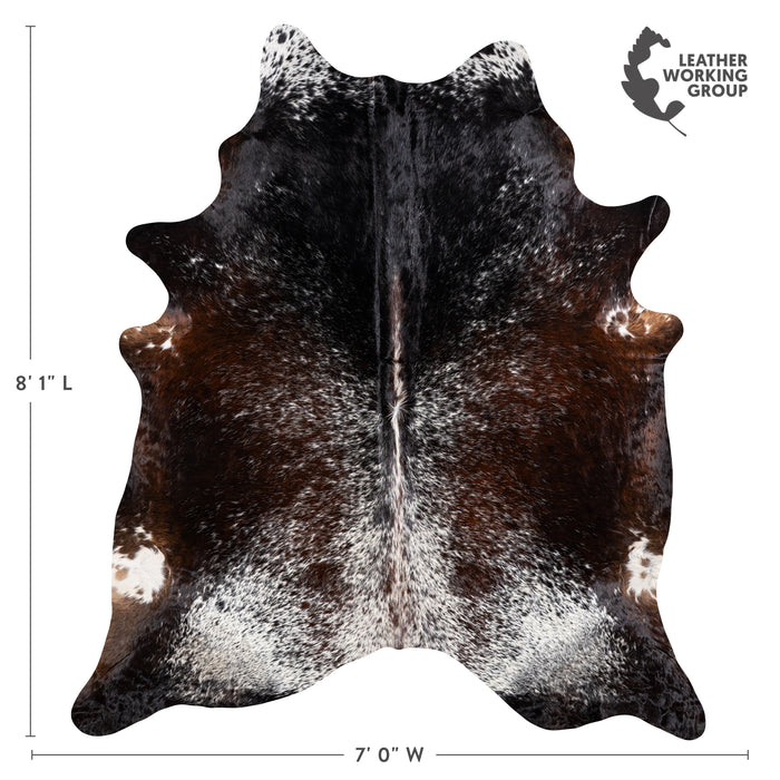 Brazilian Chocolate and White Cowhide Rug Size 8'1" L x 7'0" W 6106